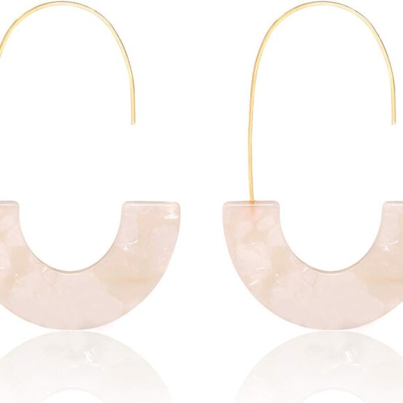 Acrylic Earrings Statement Tortoise Hoop Earrings Resin Wire Drop Dangle Earring - Picture 1 of 8